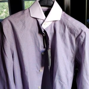 Black Brown Men's Shirt White Collar Slimfit